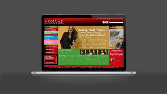 Mohawk College faculty website design