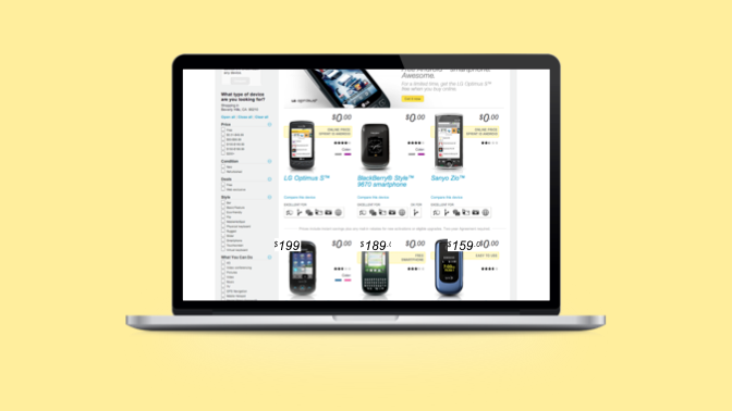 Sprint shop devices grid list