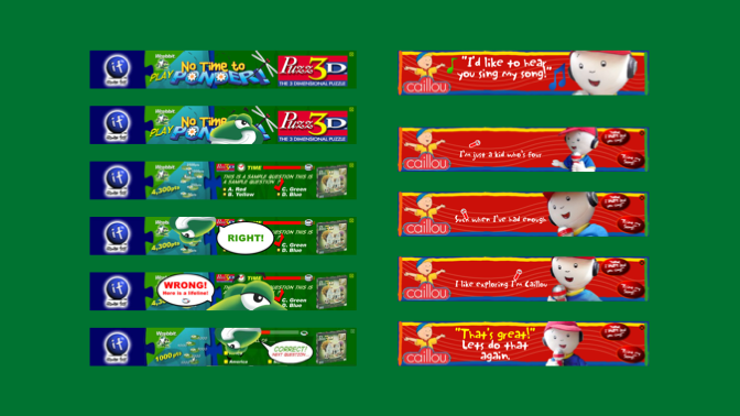 Microsite banner ad engagement for various toy products – Wrebbit, Dragonball Z and Caillou.