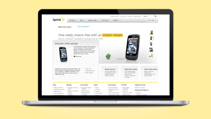 Sprint homepage design